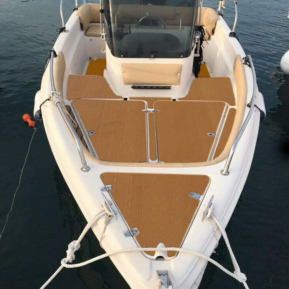 Eva Schaumstoff Bodenbelag Teakholz - Deck für Boote Yacht Marine Bodenbelag Rutschfester Teppich 240x90x0.6cm, Braun