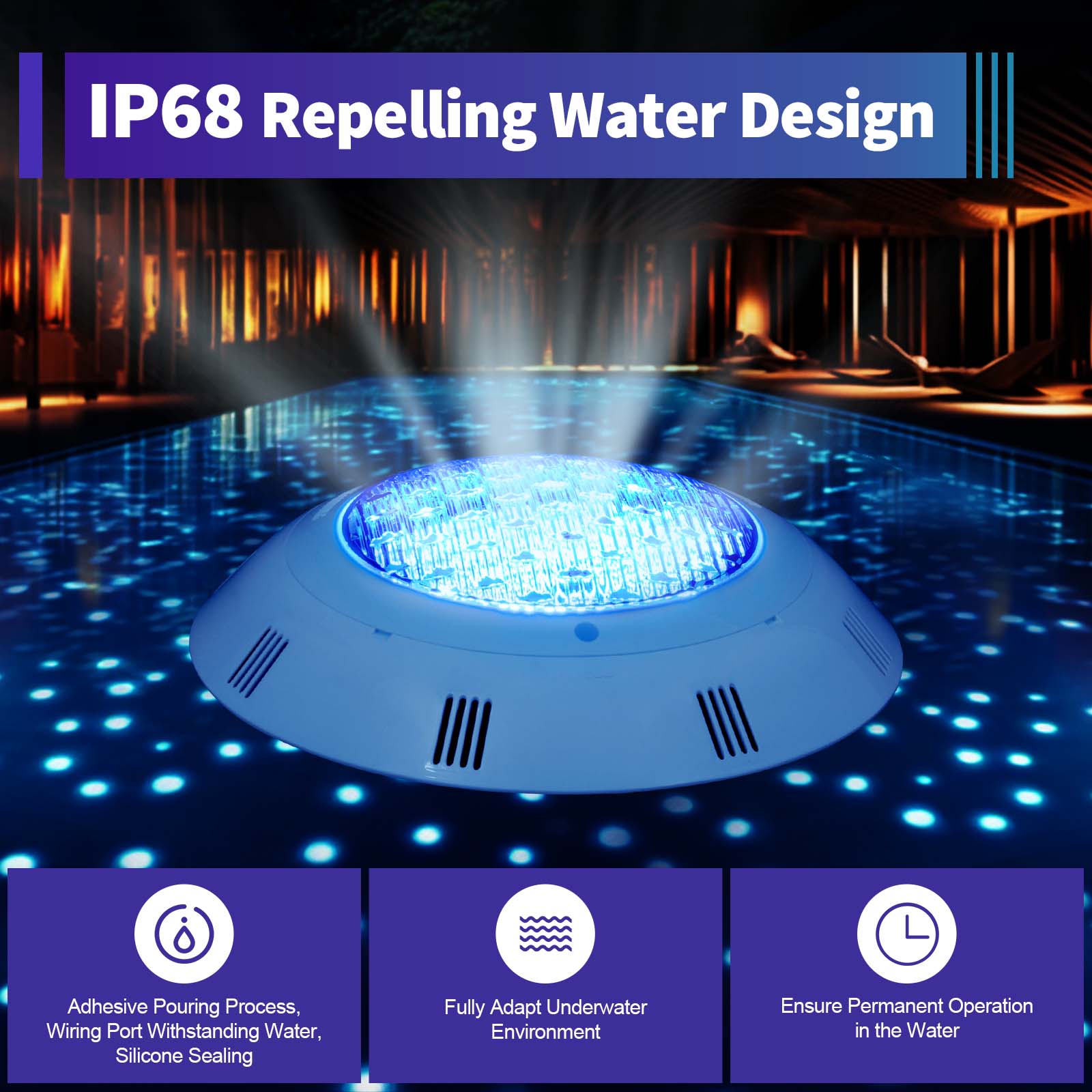 45W AC12V IP68 RGB LED Poolleuchte Unterwasserlicht45W AC12V IP68 RGB LED Poolleuchte Unterwasserlicht