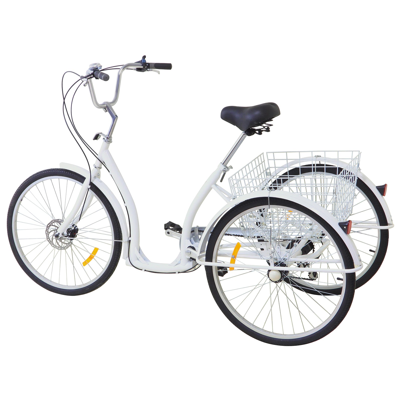 26 Zoll Dreirad Fahrrad mit Einkaufskorb für Erwachsene - Weiß
