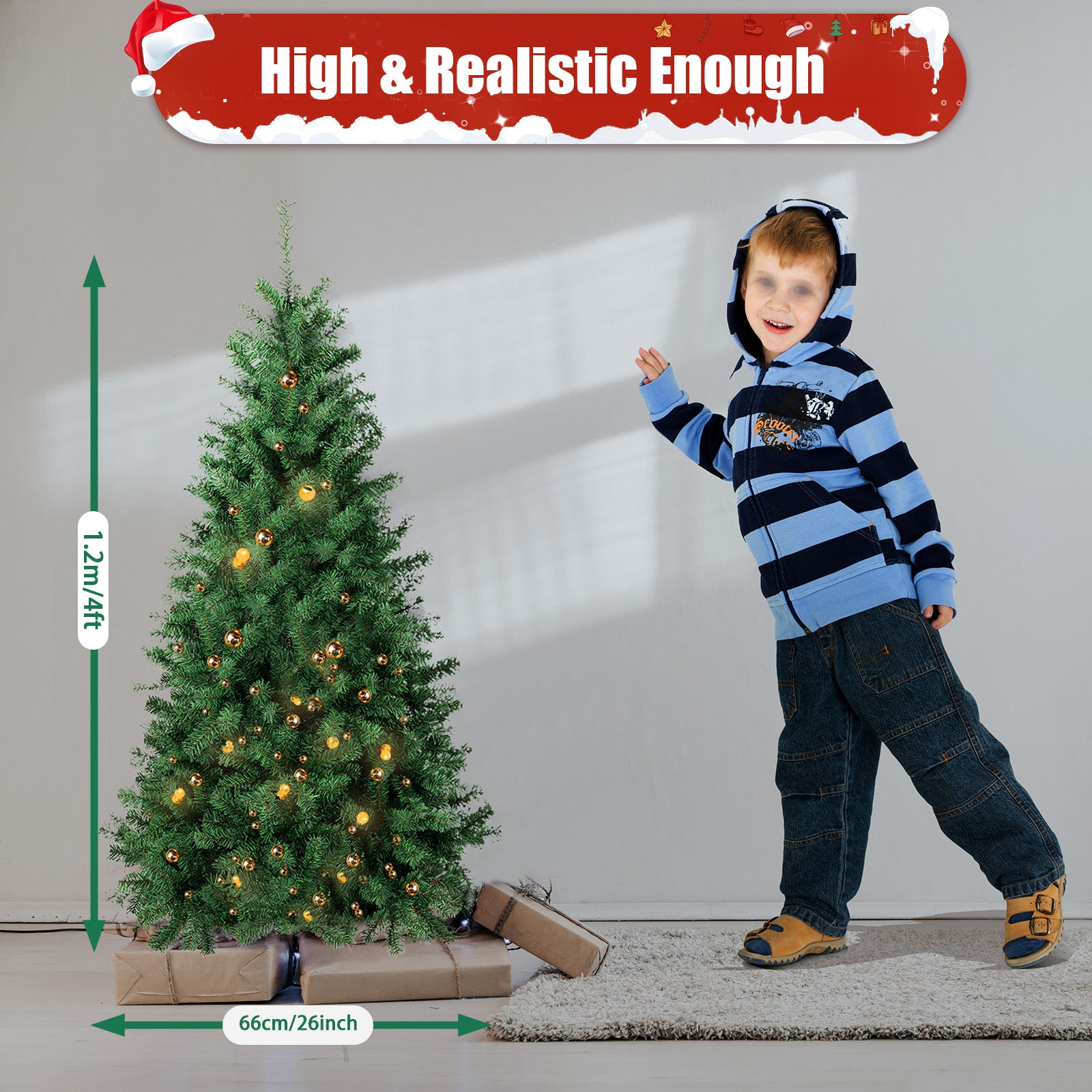 Hochwertiger Automatisch Weihnachtsbaum Künstlicher Leicht und einfach zu montieren mit Metallständer