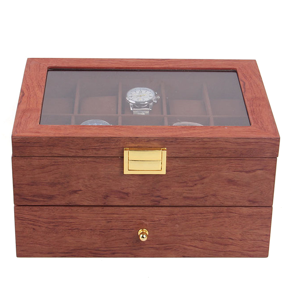 Munsinn Wooden Watches Display Box Case Jewelry Watch Storage Organizer