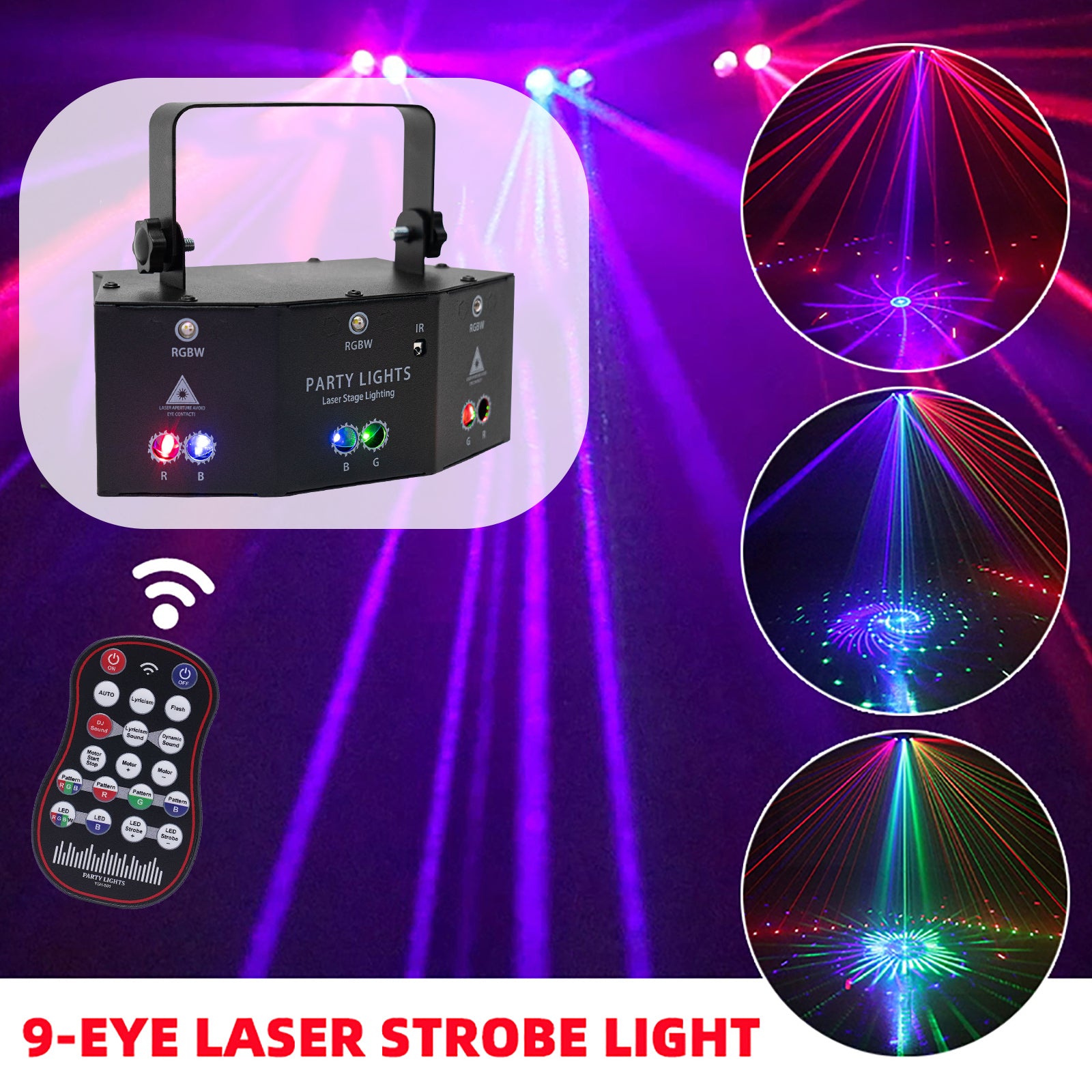 9-Eyes Laser LED RGB Licht DJ Projektor Disco Bühnenbeleuchtung
