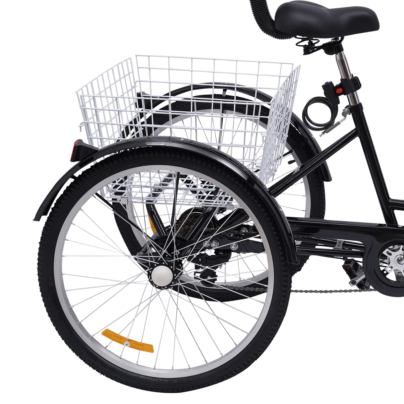 Dreirad für Erwachsene, 24 Zoll 7 Gang 3 Rad Senioren Fahrrad Tricycle mit Korb