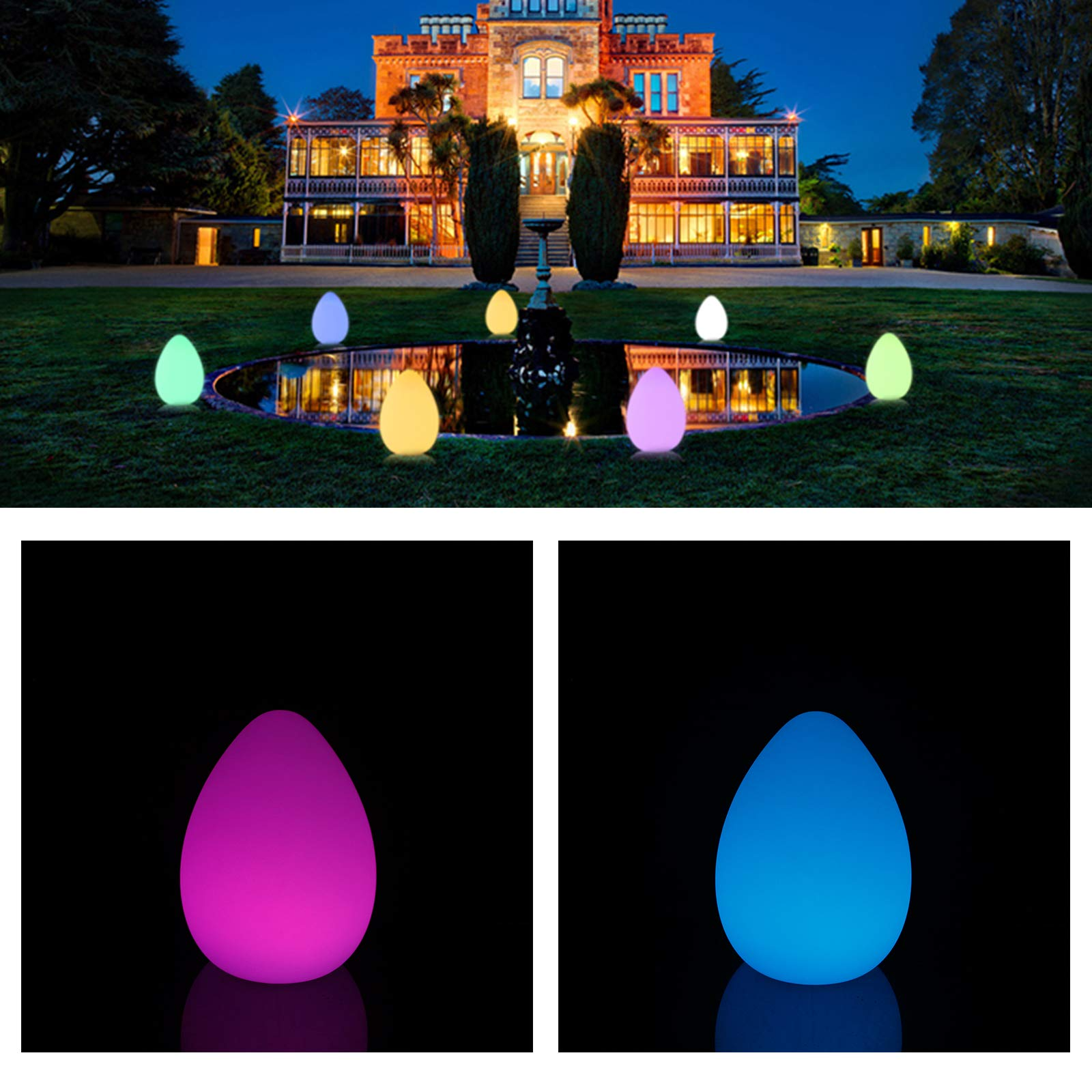 11 Zoll Wireless Eiförmige Bunte Nachttischlampe LED 4 Blitzmodi