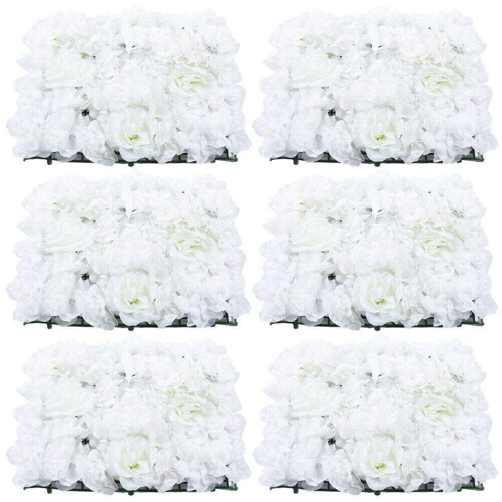 6pc künstliche Blume Wandplatte Wanddekoration weiß 40 x 60 cm