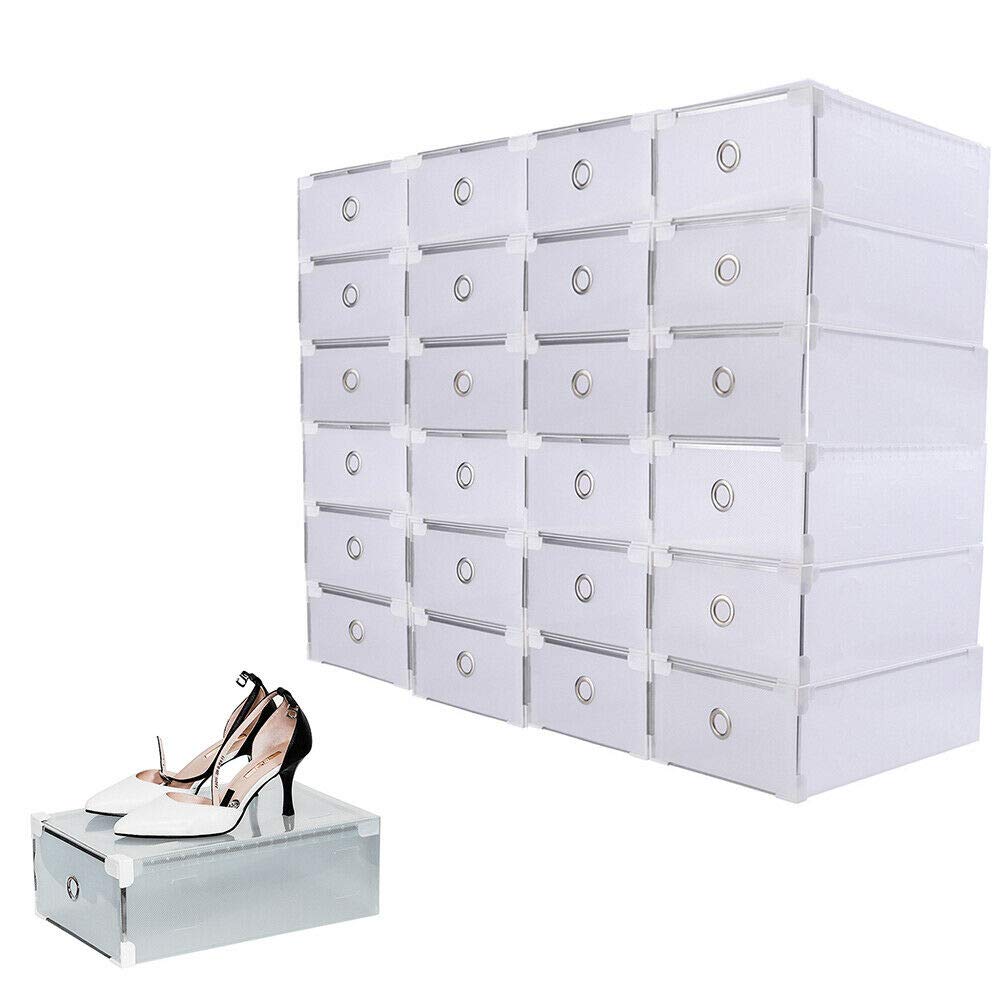 Kunststoff Schuhbox 24er Set, DIY stapelbarer und wasserdichter Schuhorganizer