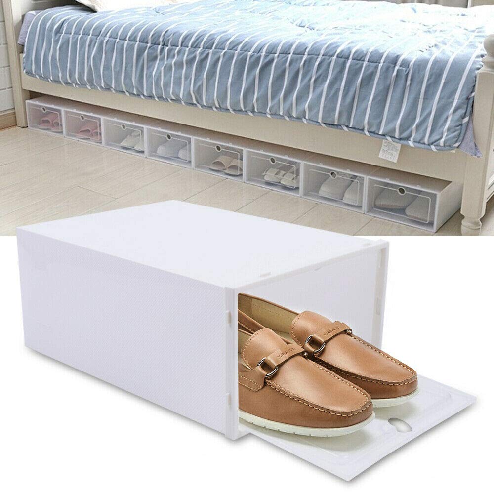24× Weiße Schuhboxen Transparent Stapelbar Schuhaufbewahrung Box Kunststoff Schuhkarton