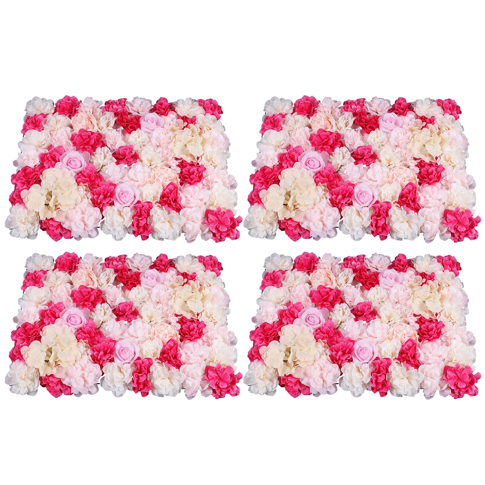 4X Künstliche Blumenwand Seidenblume Kunstblumen Panel für Garten Hochzeit Deko