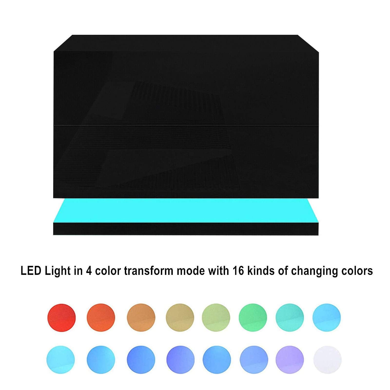 Nachttisch RGB LED Nachtkommode Hochglanz 