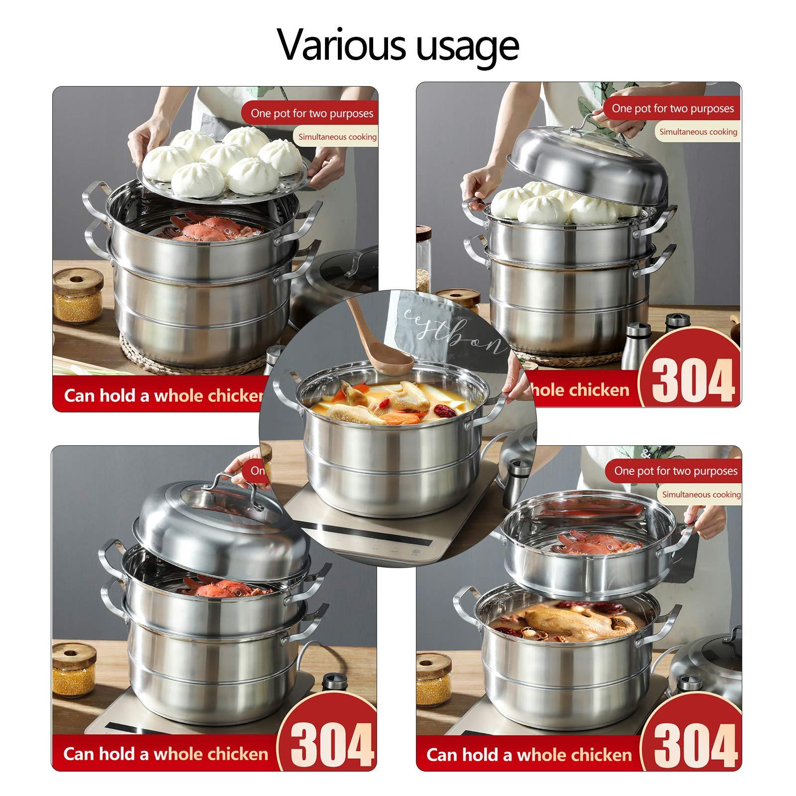 5-Layer Steamer Stackable Steam Cooker 304Stainless Steel Steamer