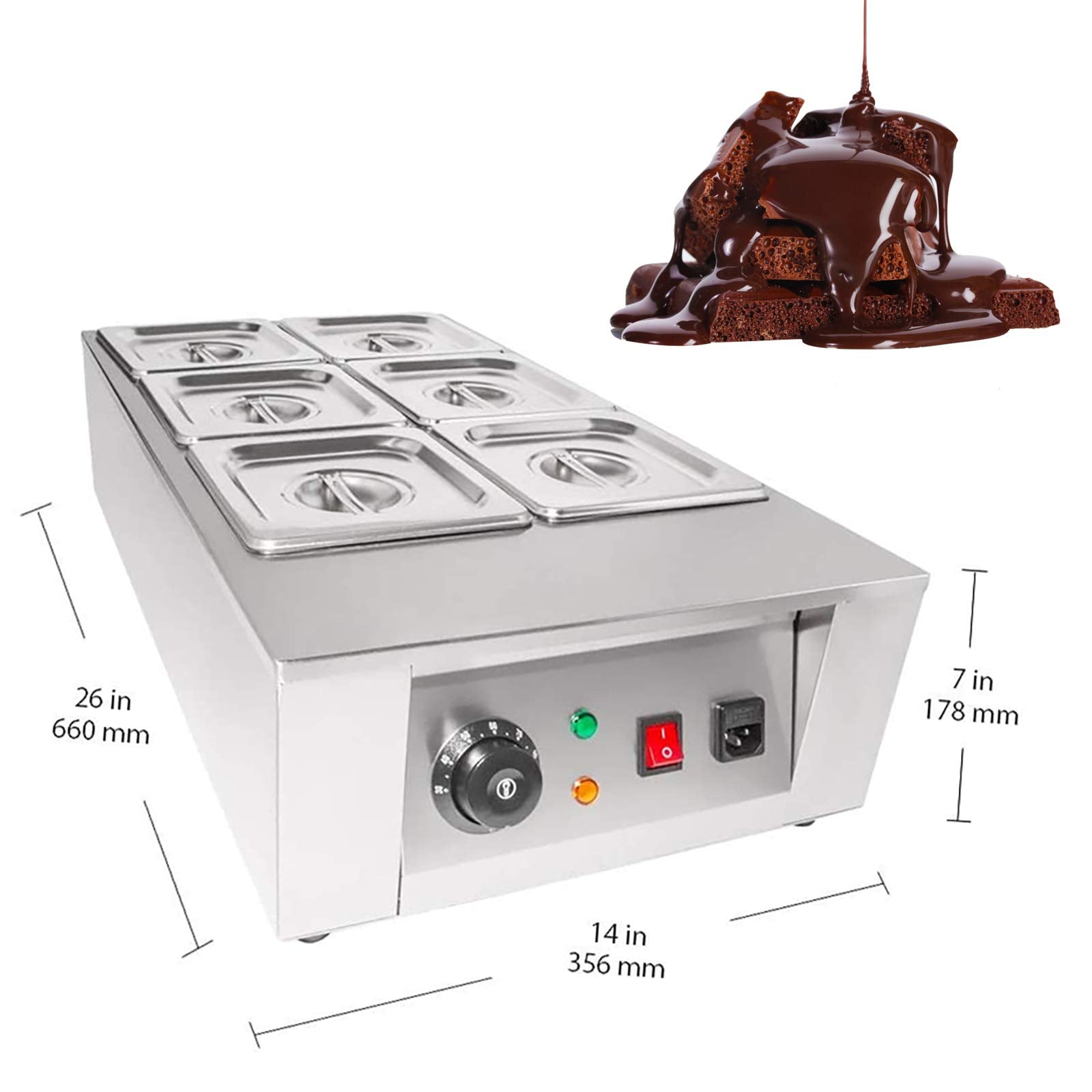 Schokoladenkocher mit Temperaturregelung 0~80 ℃  Schokoladenschmelzer mit 6 Tanks