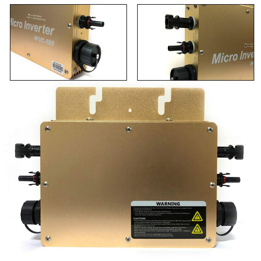 WVC-600W MPPT Solar Wechselrichter, Mikro Wechselrichter - Micro Inverter Grid Tie(Gold)