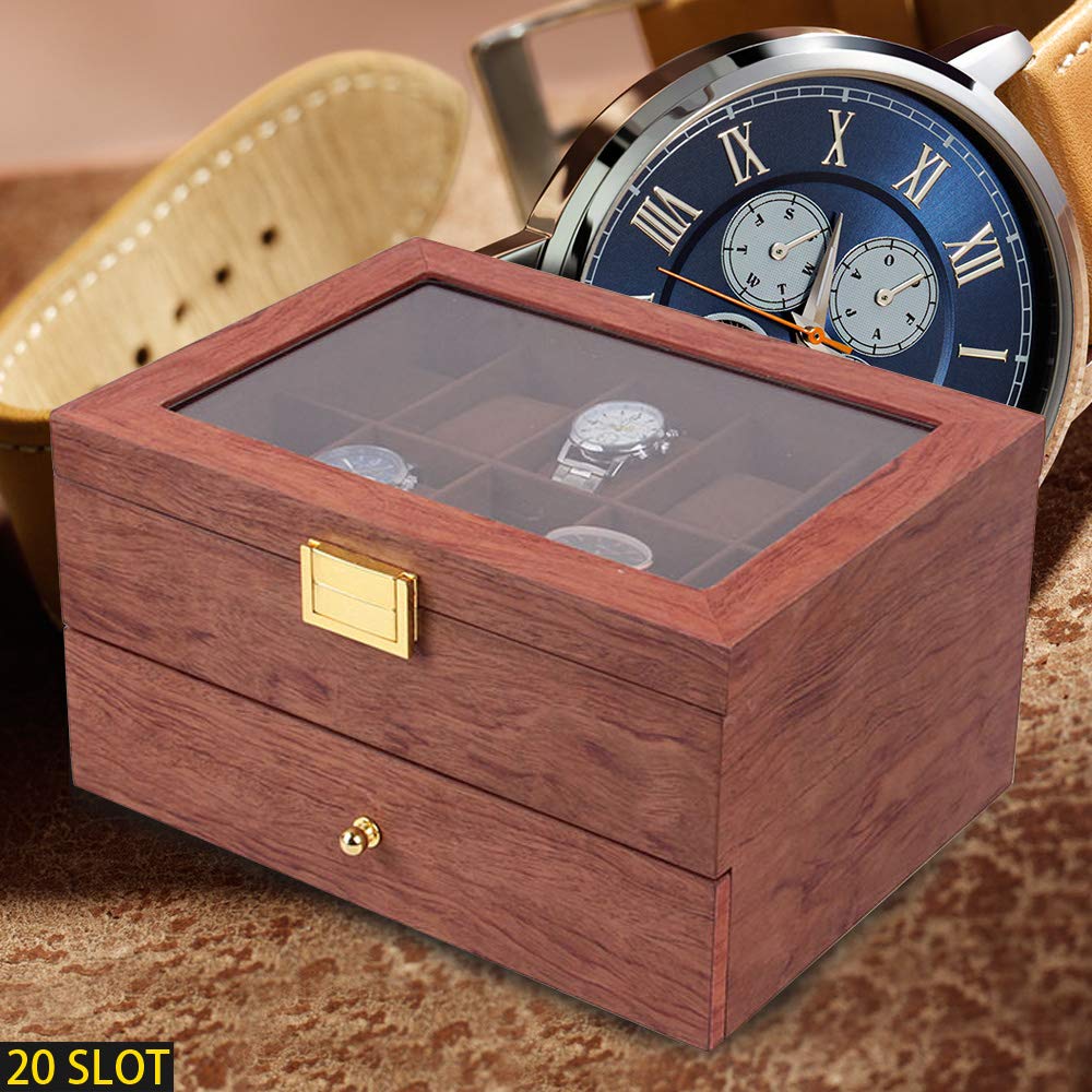 Munsinn Wooden Watches Display Box Case Jewelry Watch Storage Organizer