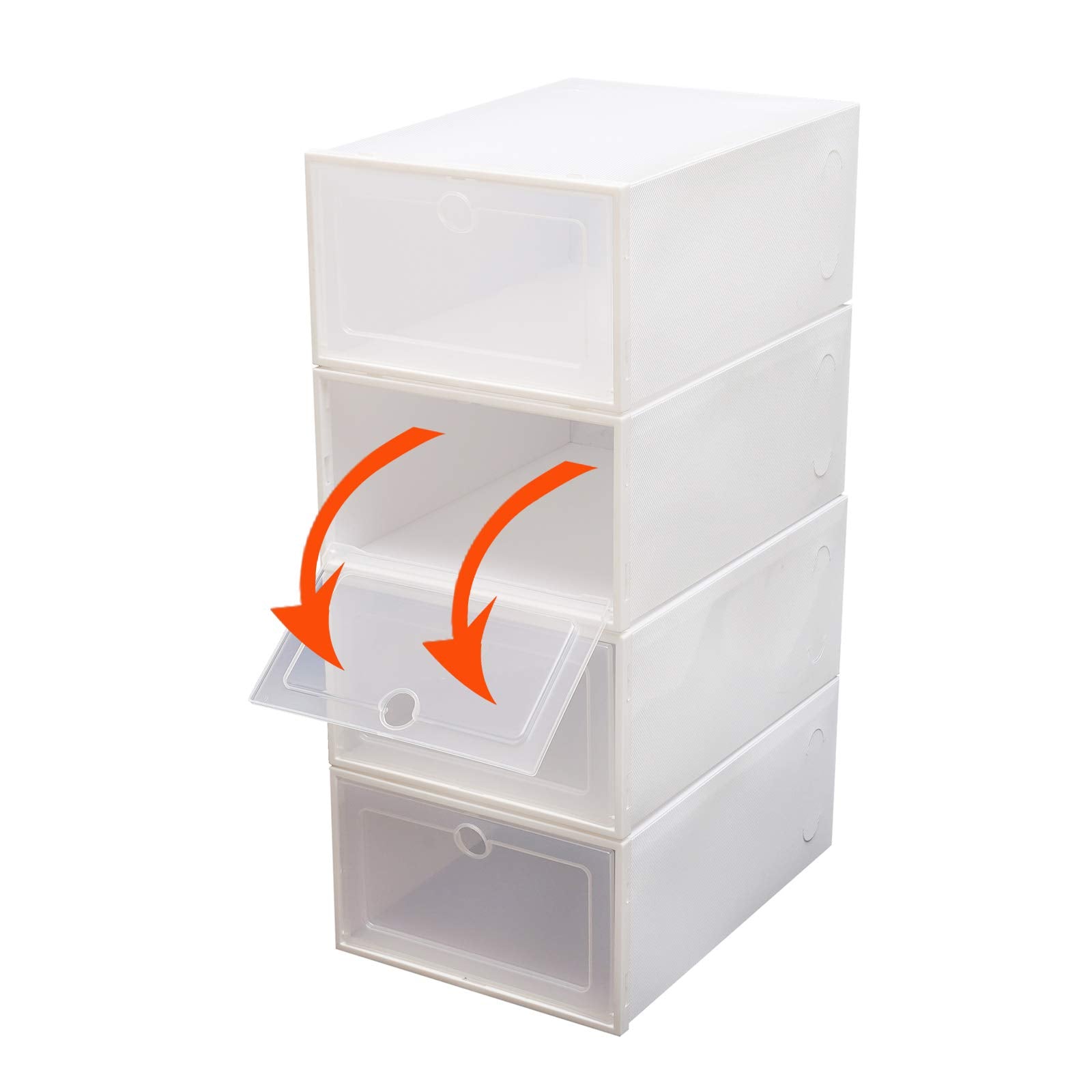 24× Weiße Schuhboxen Transparent Stapelbar Schuhaufbewahrung Box Kunststoff Schuhkarton