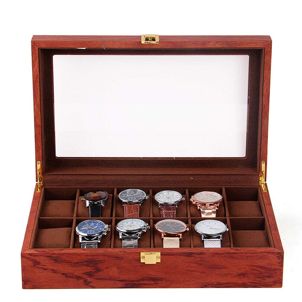 6/10/12 Uhrenbox aus Holz und Samtstoff Vintage Uhrenschatulle Display Organizer Uhrenschachtel