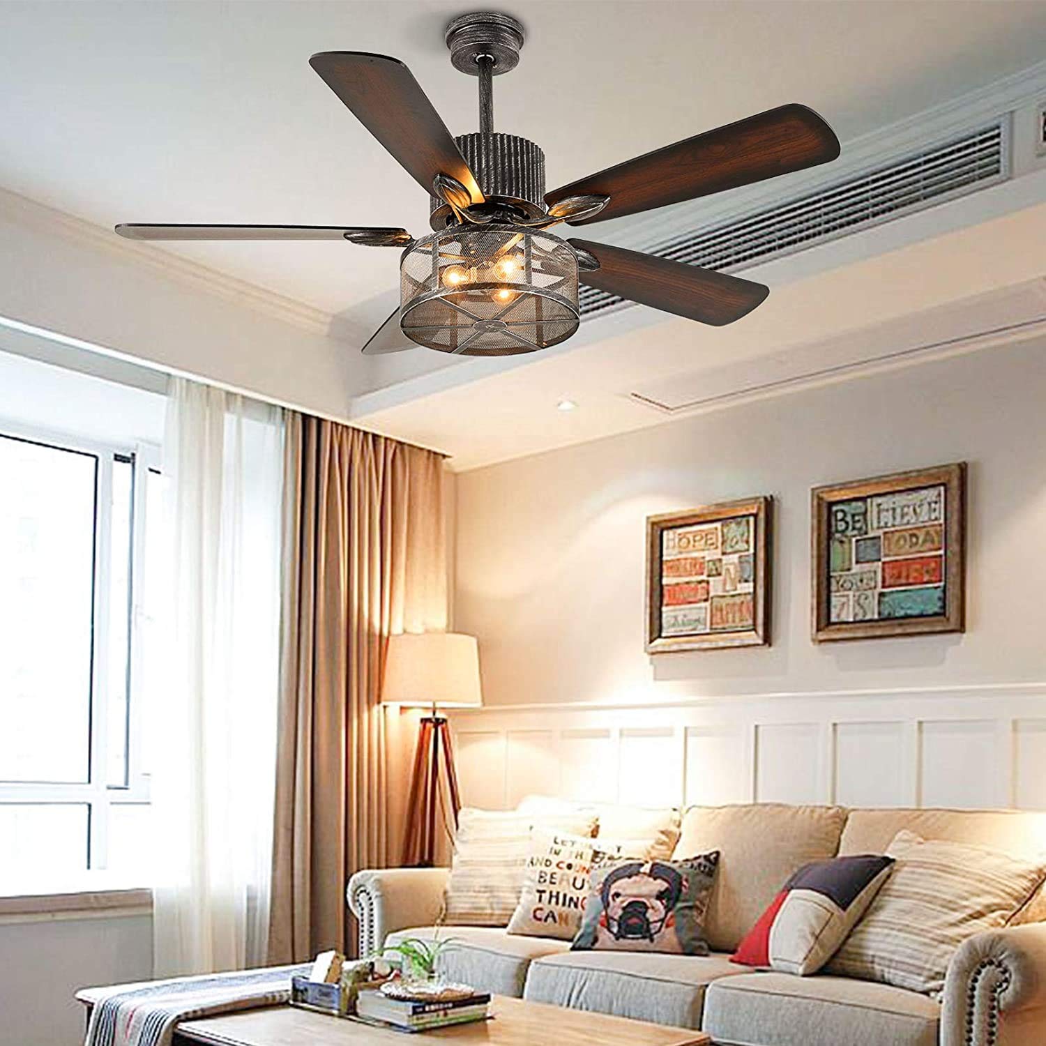Wooden Blade Ceiling Fan with Light