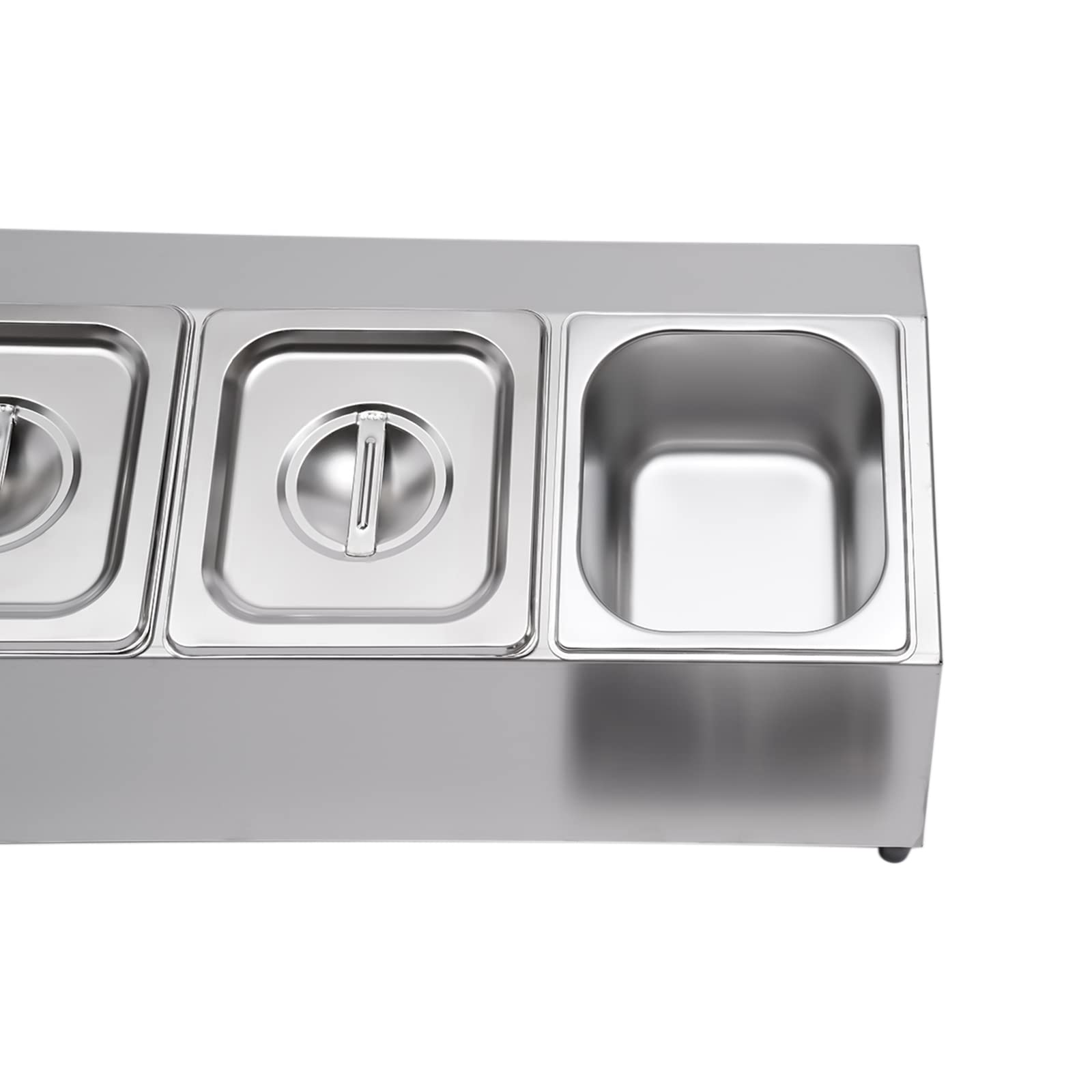 Aufsatzbord für Behälter Gastronormbehälter Edelstahl inkl. 5 Behälter mit Deckel, Spülmaschinenfest