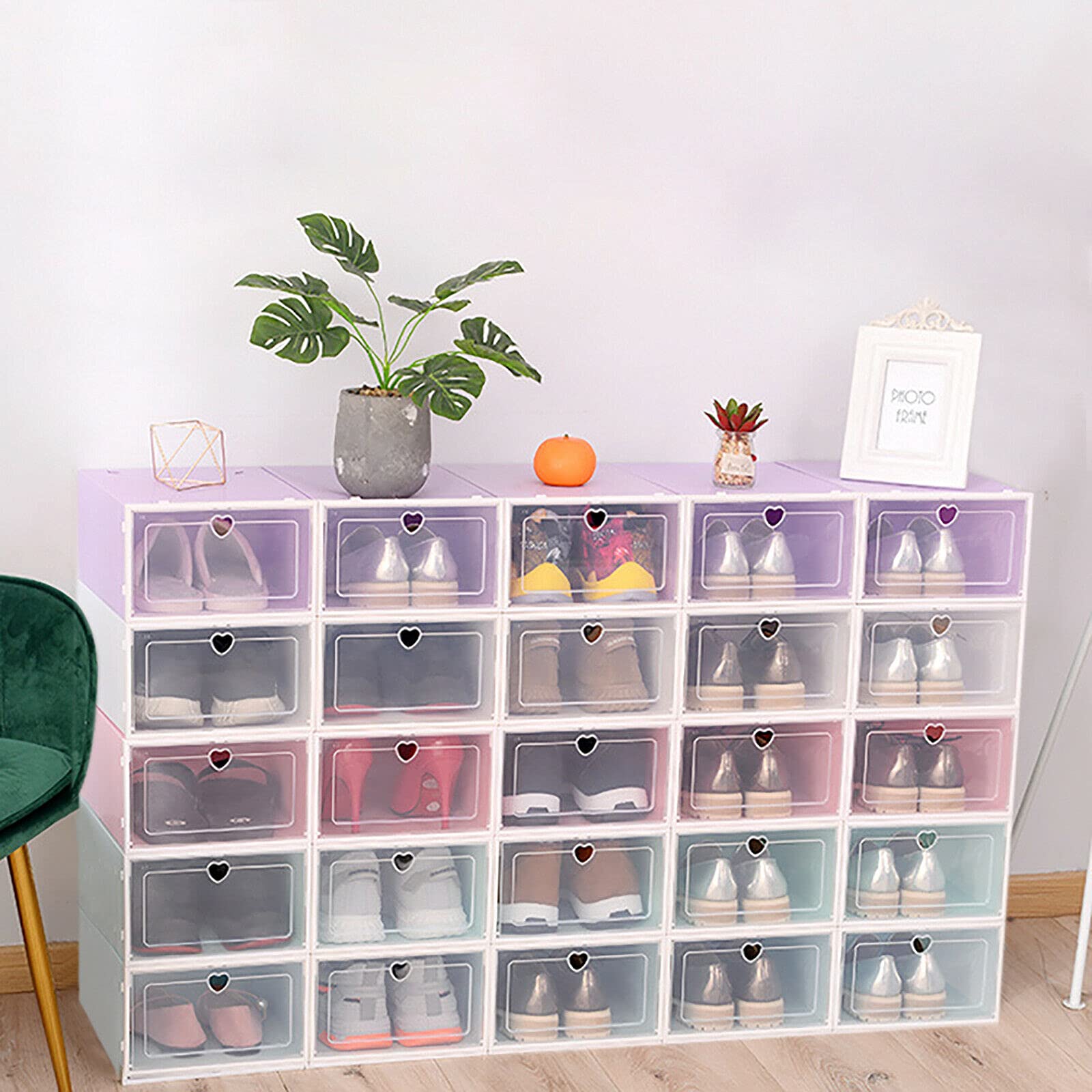 20 Schuhkarton Transparente Stapelbare Kunststoff Schuh Boxen