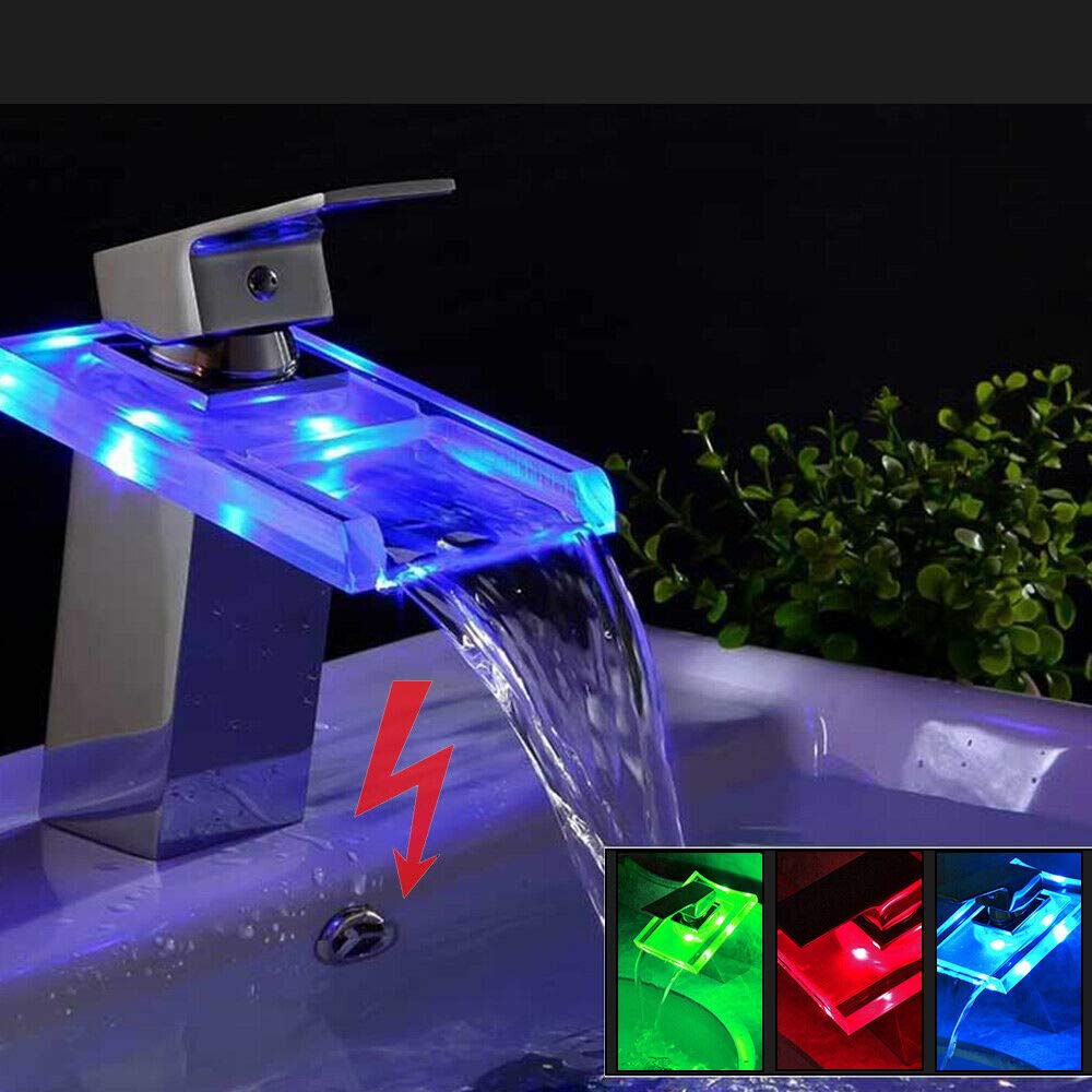LED Glas Wasserfall Armatur Waschtischarmatur