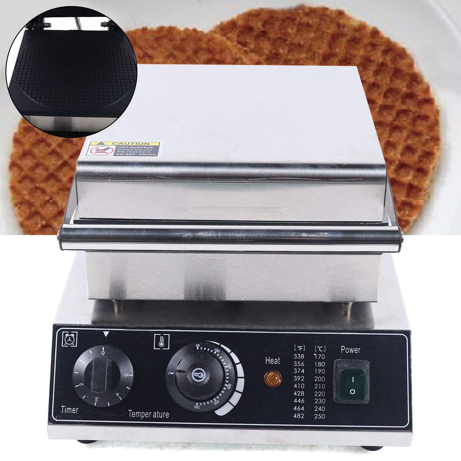 110v Commercial Electric Dutch Waffle Maker, 1500W Electric Waffle Machine