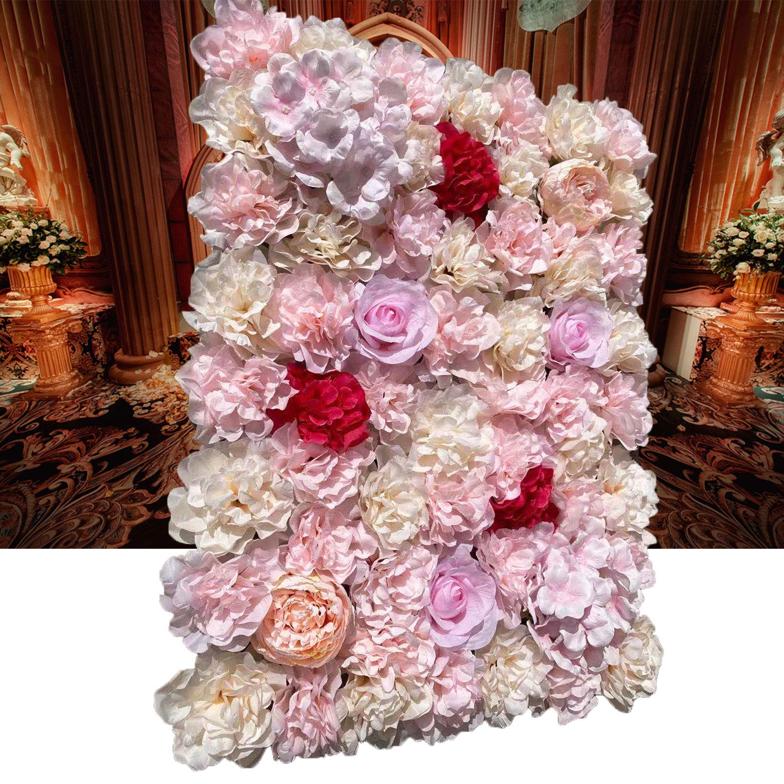 20x Künstliche Blumenwand Rosenwand DIY Schöne Hintergrunddekoration Kunstblumen Panel für Garten Hochzeit Dekor 40*60cm