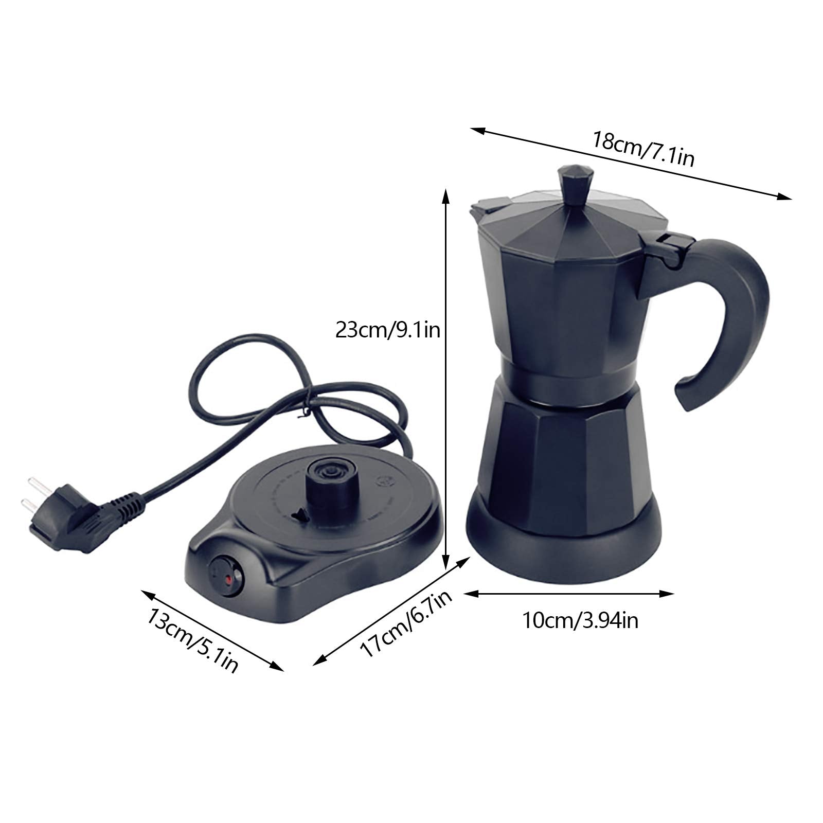 Kaffeemaschine, Aluminium, 300 ml / 6 Tassen, Schwarz, für Home Office 