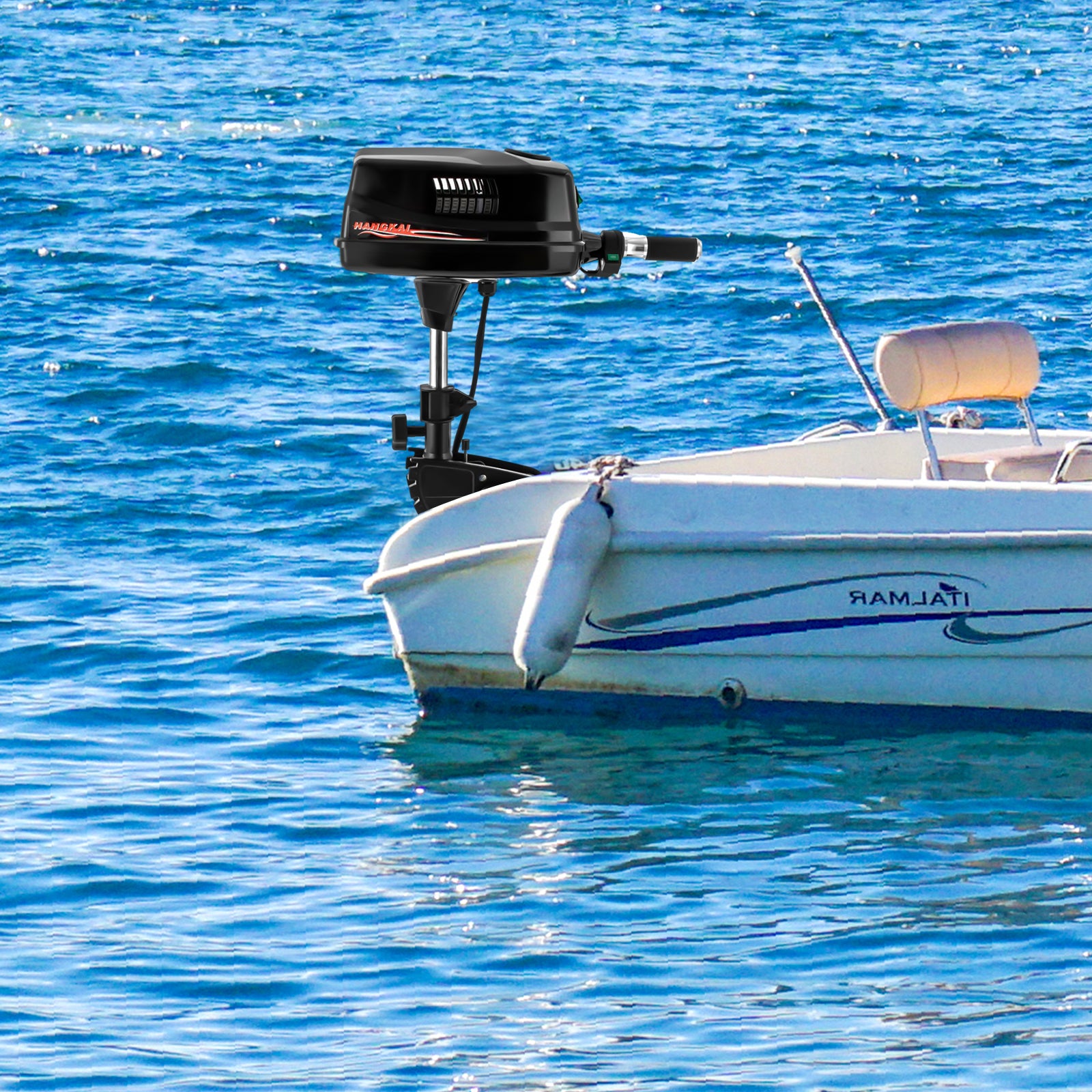 CNCEST 3.0HP 24V Bürstenloser Außenbordmotor Fischerboot Motor Pinnensteuerung Schalterknopf