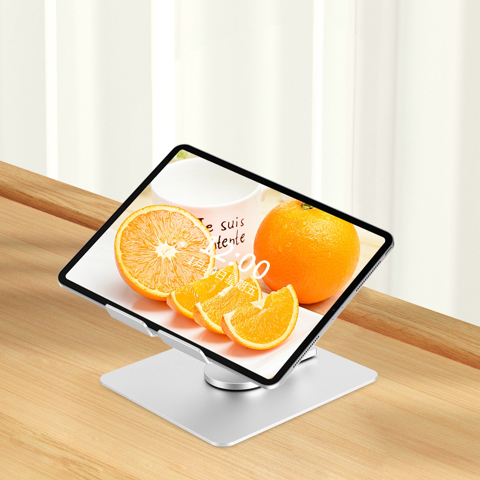 Tablet-Ständer mit 360 drehbarem Fuß, höhenverstellbarer Aluminium-Tablet-Halter für den Schreibtisch
