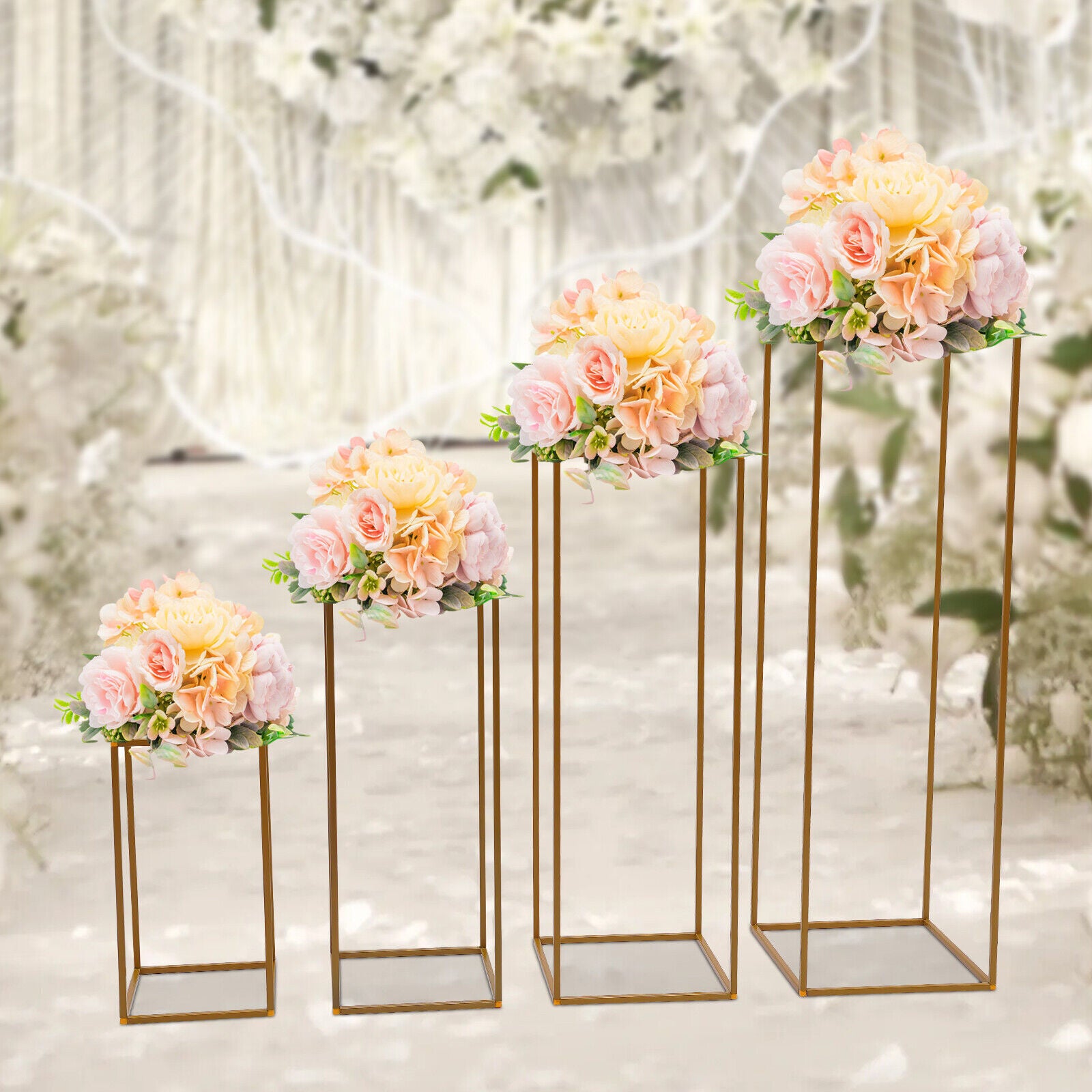 4Pcs Blumenständer Metall Hochzeit Dekor Blumenvase Blumen Säulenständer