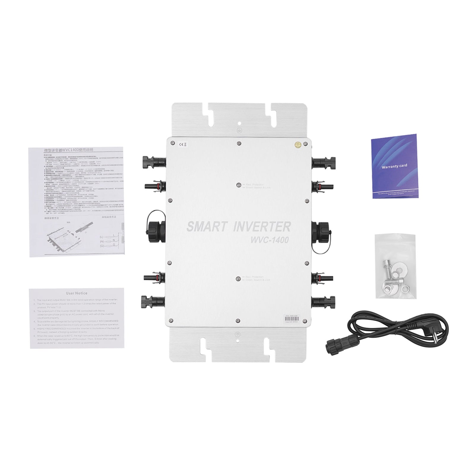 1400W WVC1400 Wasserdichter Gitter gebundener Wechselrichter Solar Microinverter Solar Grid Tie Inverter