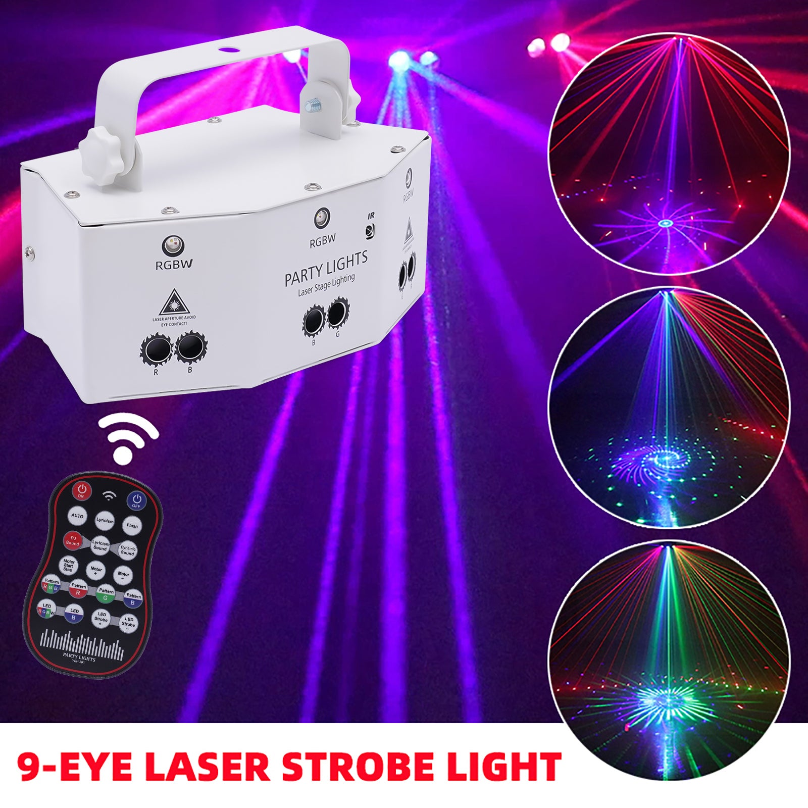 9-Augen LED RGB Licht DJ Projektor Disco Bühnenbeleuchtung Lichteffekt DMX Effekt Spotlight Party Bar Geburtstag