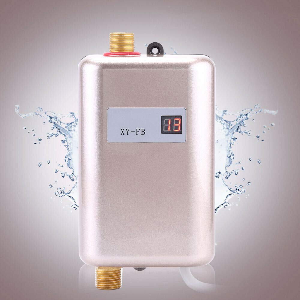 Mini Durchlauferhitzer, 3400W 220V Elektronisch Warmwasserbereiter Water Heater Klein mit LCD für Küche Badezimmer