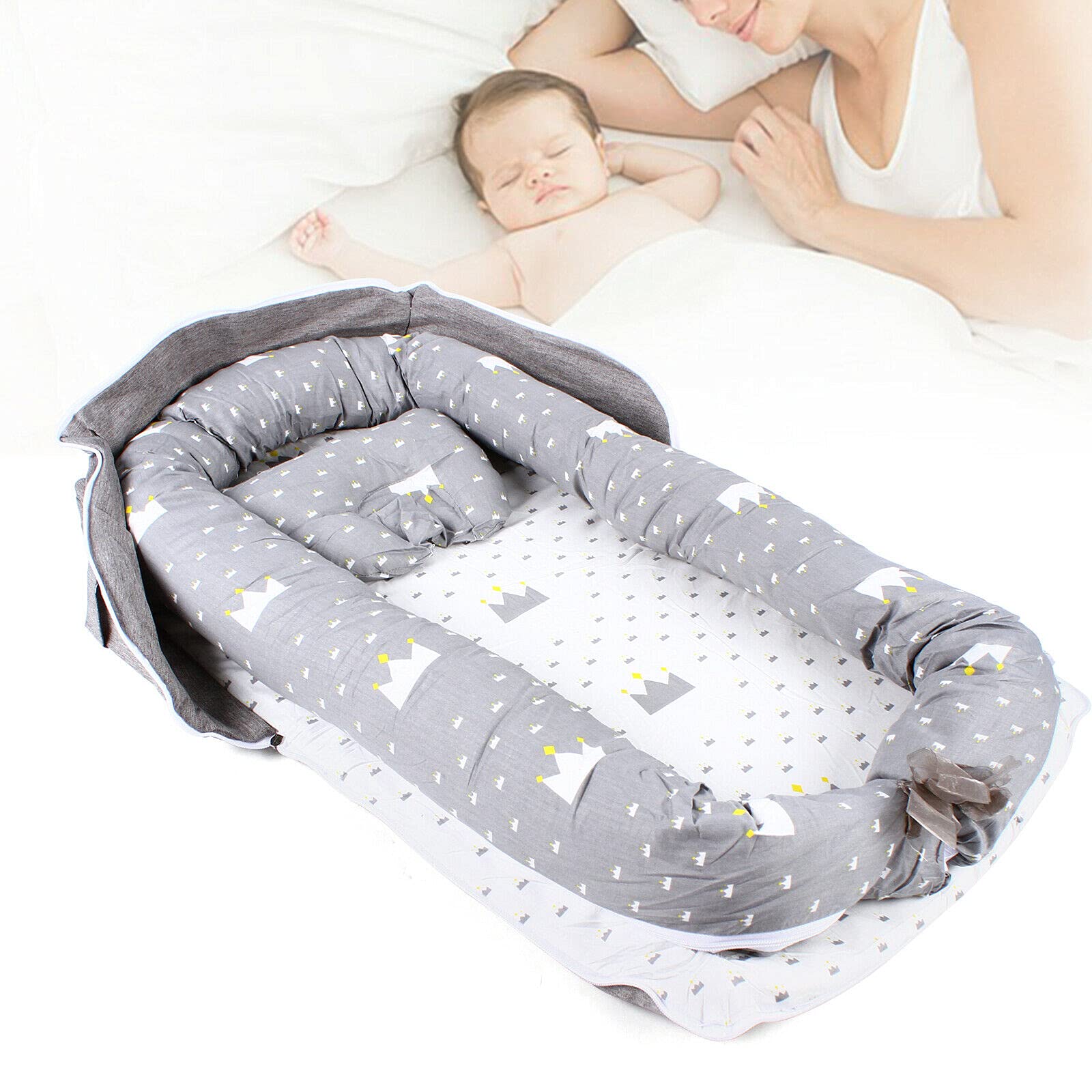 Sicherheit Langlebige Babyliege Baumwolle Atmungsaktiv Bequeme Babywiege Tragbares Schlafbett zum Kuscheln, Faulenzen, Co-Schlafen, Nickerchen und Reisen