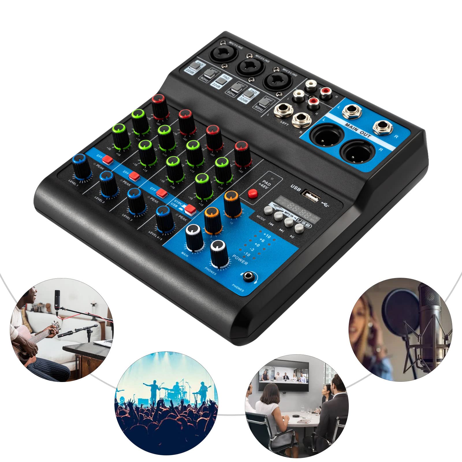 Mini Audio DJ-Mixer Live Mischpult Bluetooth