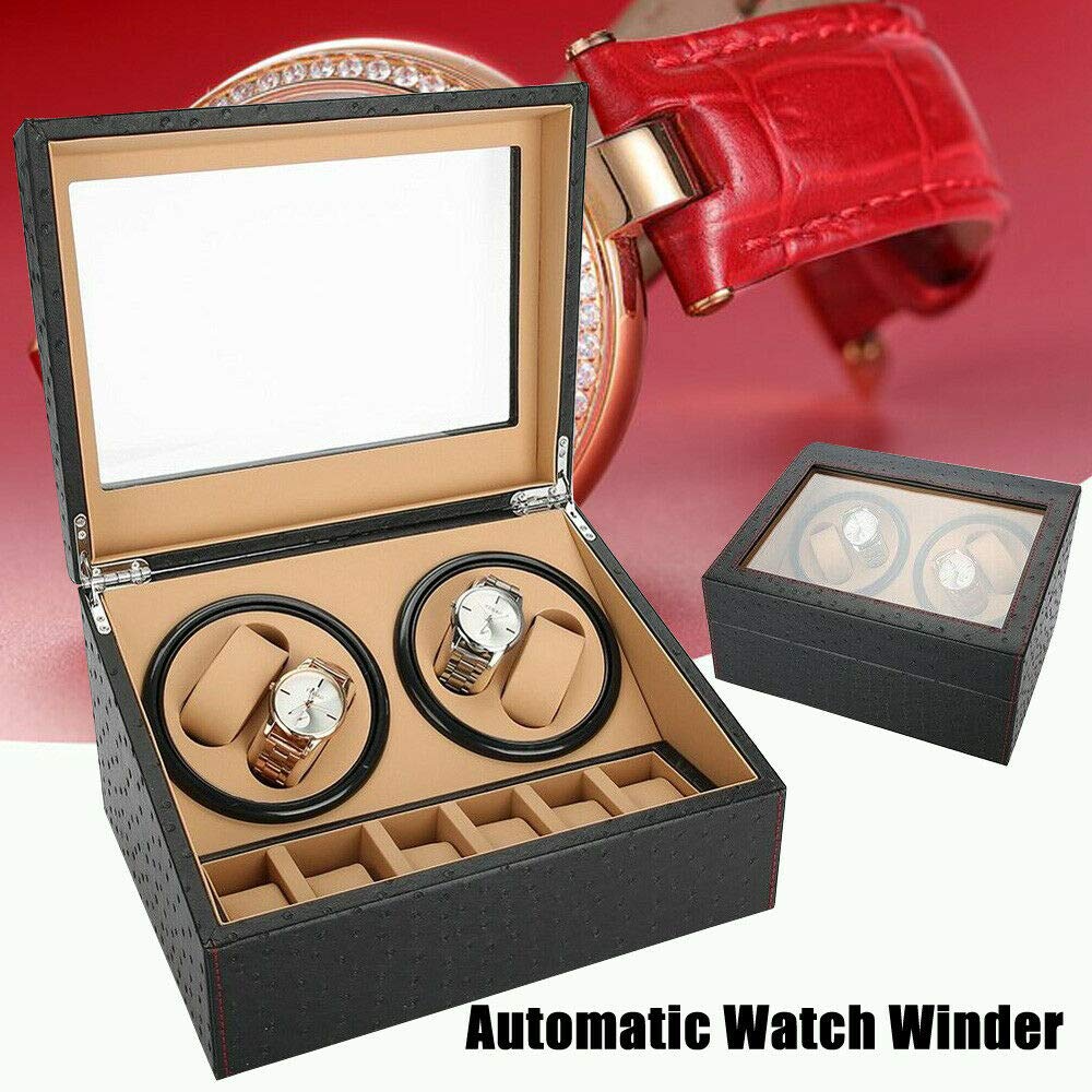 CNCEST Geschenke Automatik Uhrenbeweger Holz Watch Winder Box Uhrenkasten für 4 + 6 Uhren