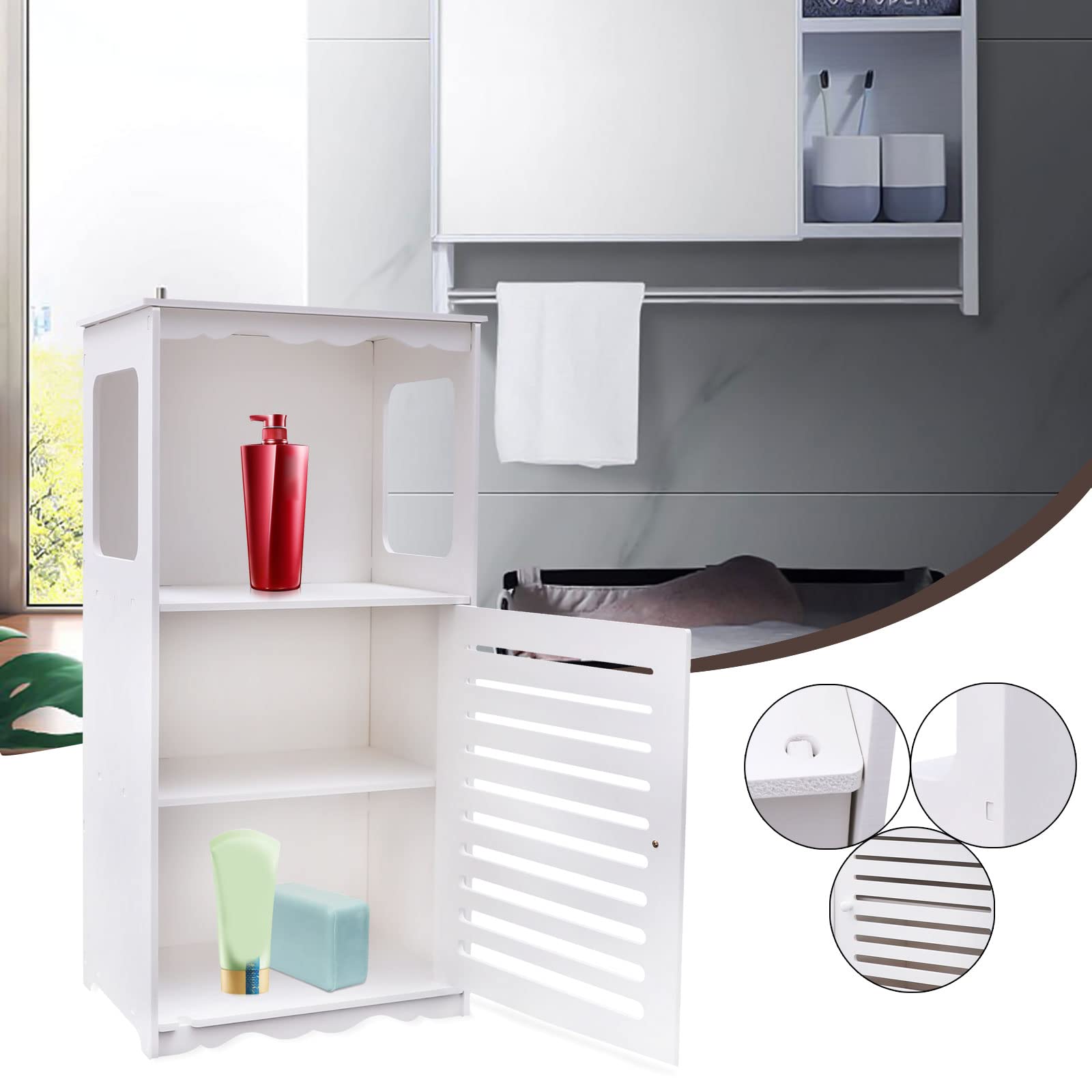Weißes Badezimmerschrank Waschbeckenunterschrank Küche Badregal Badmöbel Aufbewahrung mit Türen