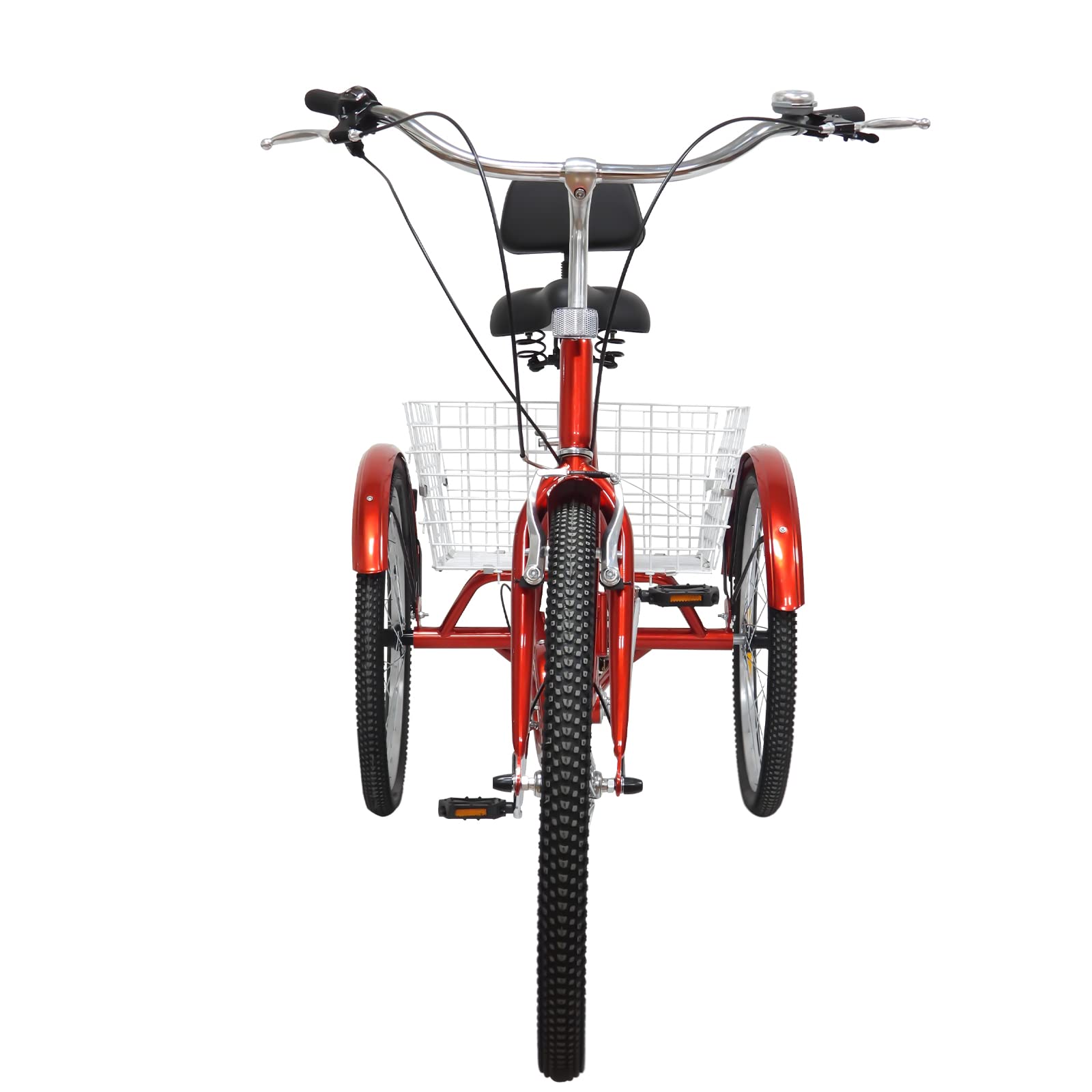 24 Zoll Rot Faltbares Dreirad Für Erwachsene + Korb