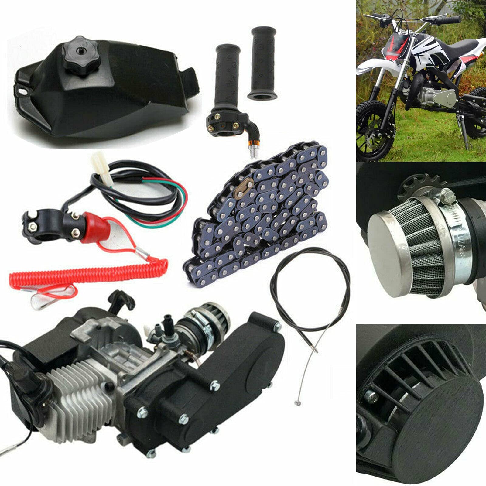 49CC 2-Takt-Motor-Fahrrad-Umrüstsatz Start Engine Motor Kit für Pocket Mini Dirt Bike Scooter