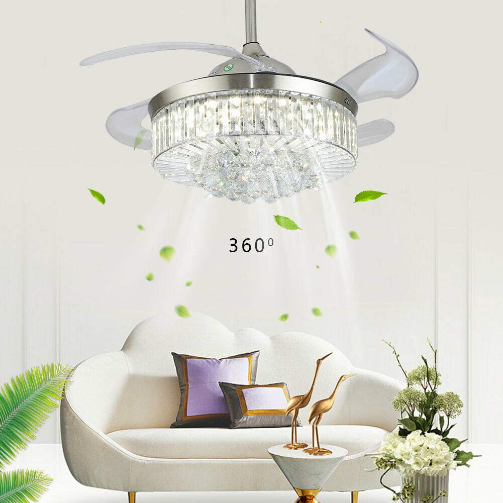 Products 42 Zoll LED Deckenventilator mit Beleuchtung Dimmbar Licht Mit Einziehbare Klingen Und Fernbedienung