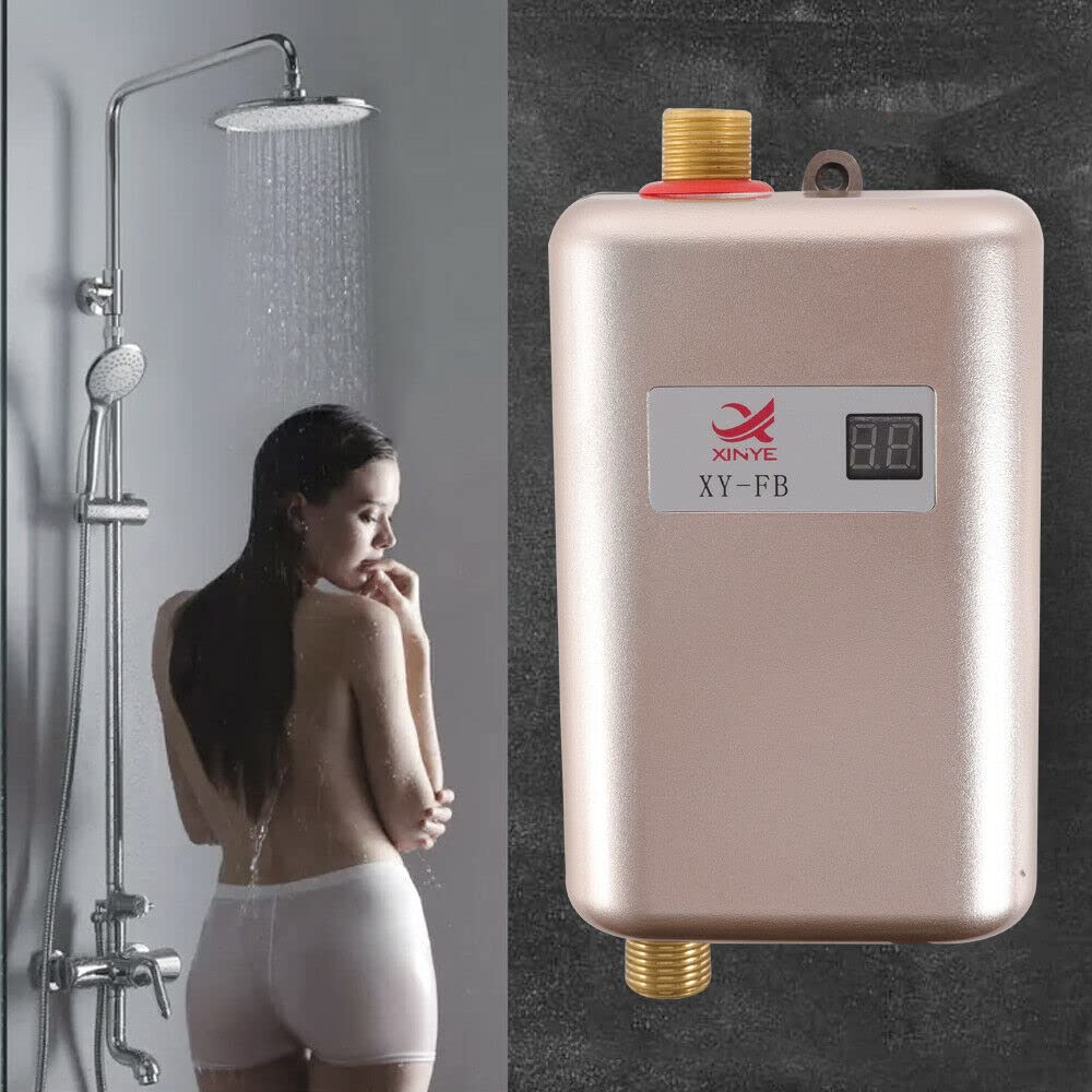 Mini Durchlauferhitzer, 3400W 220V Elektronisch Warmwasserbereiter Water Heater Klein mit LCD für Küche Badezimmer