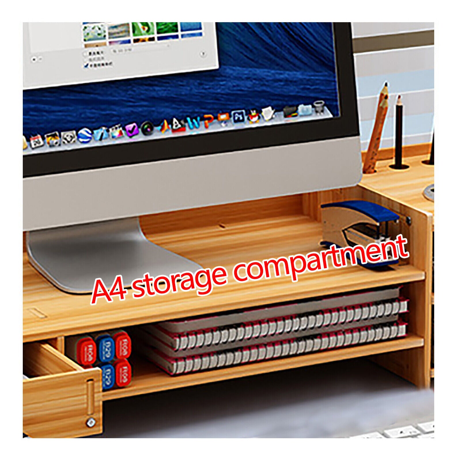 Holz-Schreibtisch-Organizer, Mobiler Computer-Halter Desktop-Speicher-Organizer