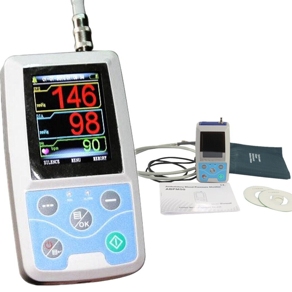 24H Blood Pressure CONTEC Ambulatory Monitor Holter ABPM50 +Analysis Software