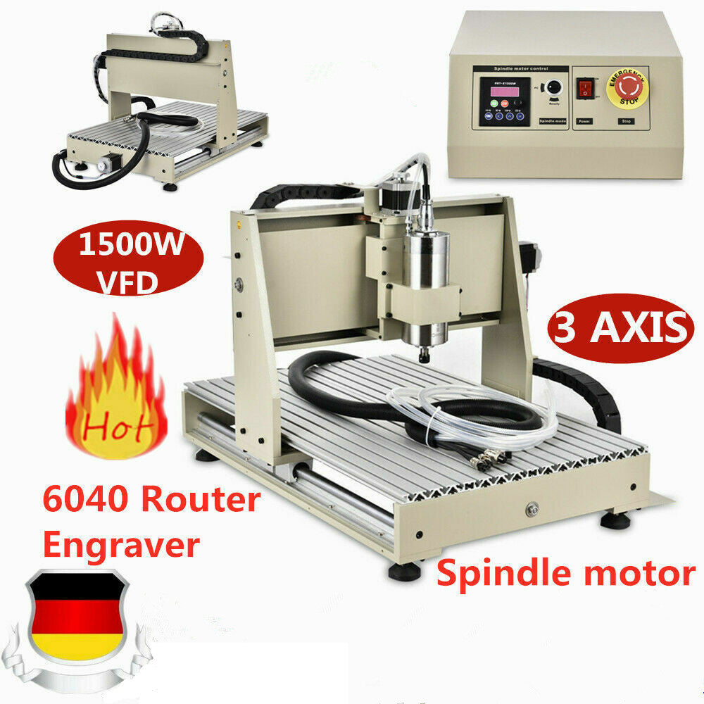 1500 W Graviermaschine – 3 Achsen 6040 VFD – Gravierfräsmaschine,Router+Handrad+Controller